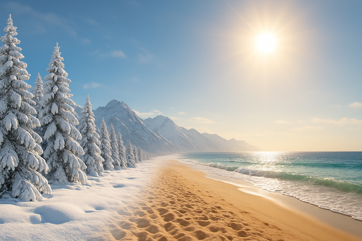 sun beach snow